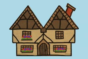 House 2D house, 2d, home, building, medieval, build, residence, domicile, structure